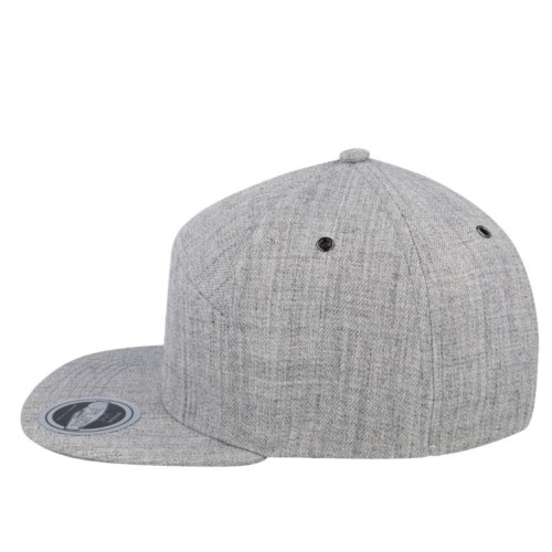 uflex-fashion-6-panel-snapback-flat-peak-cap-grey-melange-left