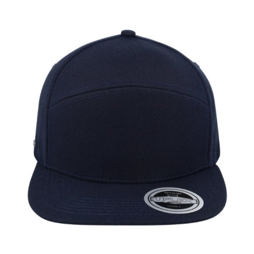 uflex-fashion-6-panel-snapback-flat-peak-cap-navy-front