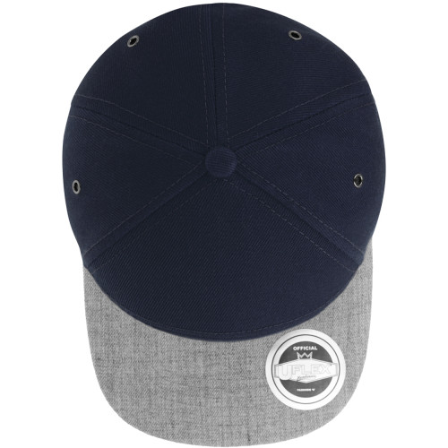 uflex-fashion-6-panel-snapback-flat-peak-cap-navy-grey-melange-top