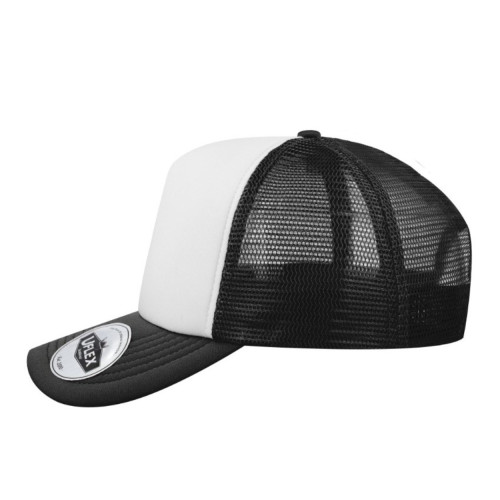 uflex-youth-curved-peak-trucker-cap-black-white-left