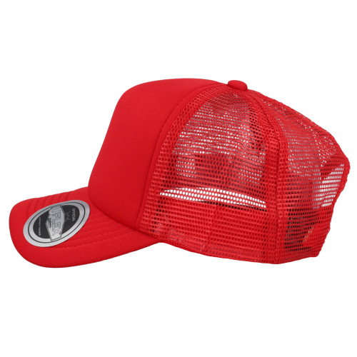 uflex-youth-curved-peak-trucker-cap-navy-red-left