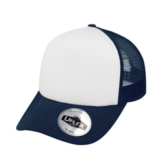 uflex-youth-curved-peak-trucker-cap-navy-white