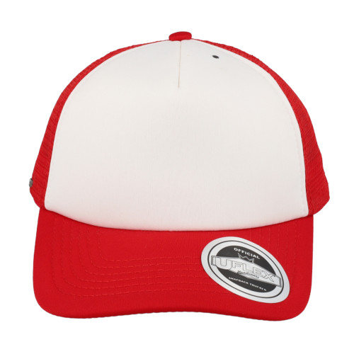 uflex-youth-curved-peak-trucker-cap-red-white-front
