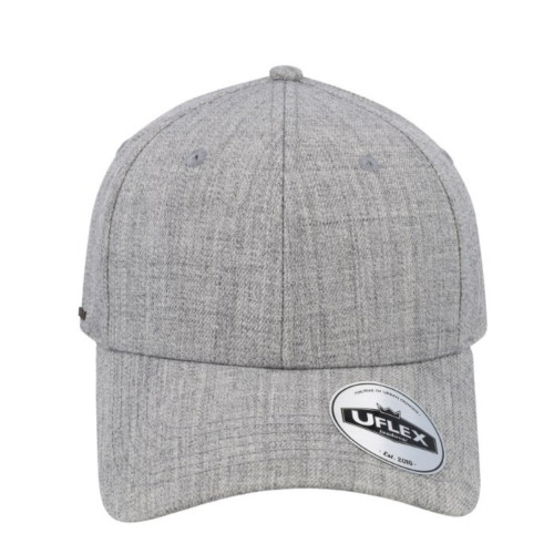 uflex-youth-snapback-6-panel-curved-peak-cap-grey-melange-front