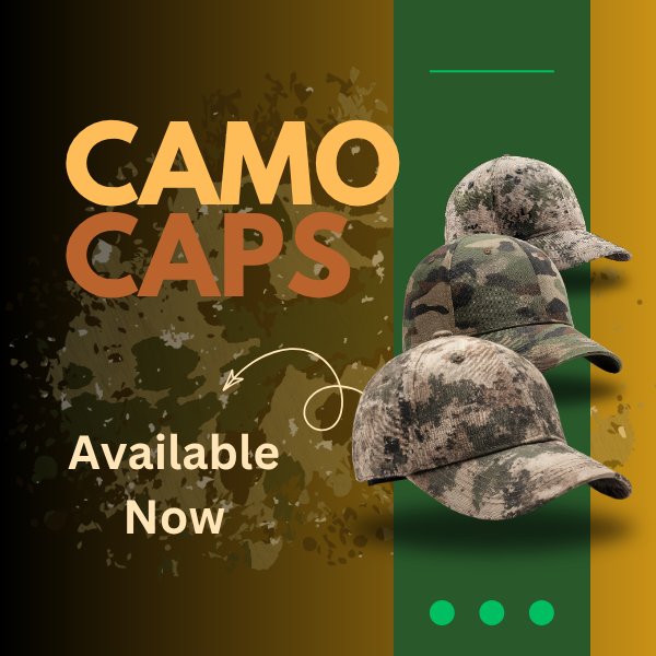 CAMO Caps Available Now